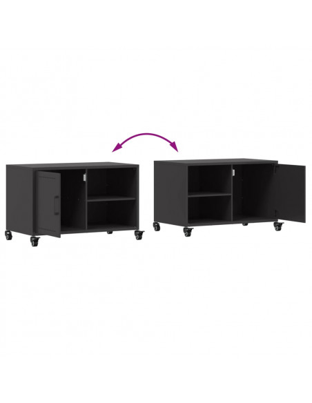 Mobile TV Nero 68x39x43,5cm in Acciaio Laminato a Freddo
