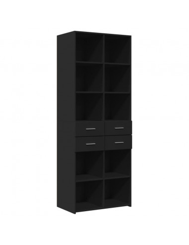 Credenza Nera 70x42,5x185 cm in Legno Multistrato