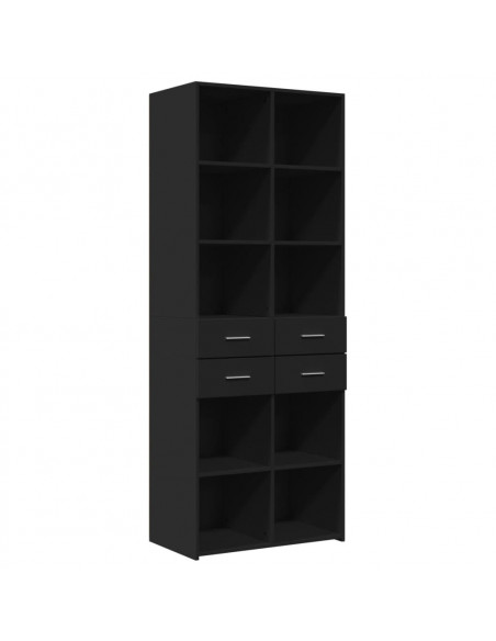 Credenza Nera 70x42,5x185 cm in Legno Multistrato