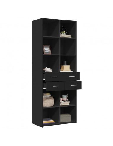 Credenza Nera 70x42,5x185 cm in Legno Multistrato