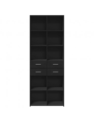 Credenza Nera 70x42,5x185 cm in Legno Multistrato