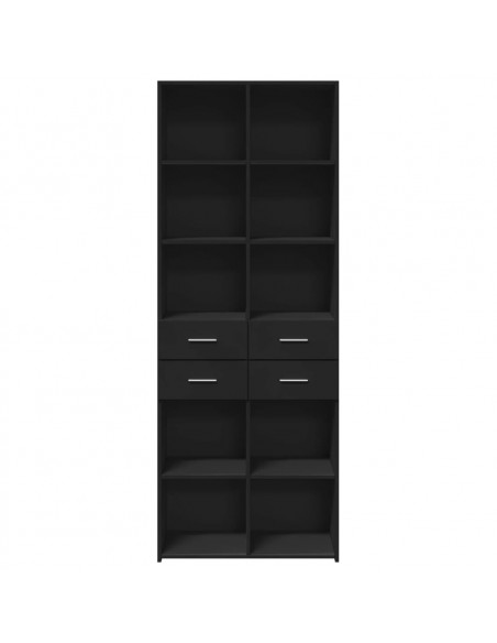 Credenza Nera 70x42,5x185 cm in Legno Multistrato