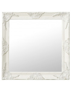 Specchio da Parete Stile Barocco 60x60 cm Bianco 2