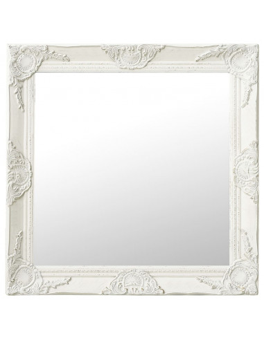Specchio da Parete Stile Barocco 60x60 cm Bianco