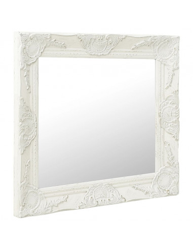 Specchio da Parete Stile Barocco 60x60 cm Bianco