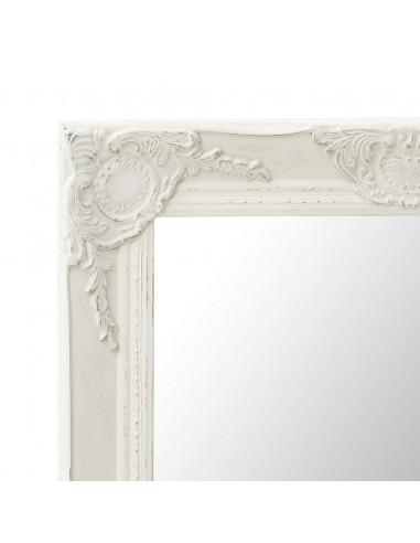Specchio da Parete Stile Barocco 60x60 cm Bianco