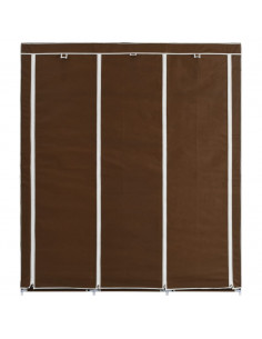 Armadio con Scomparti e Aste Marrone 150x45x175 cm in Tessuto 2