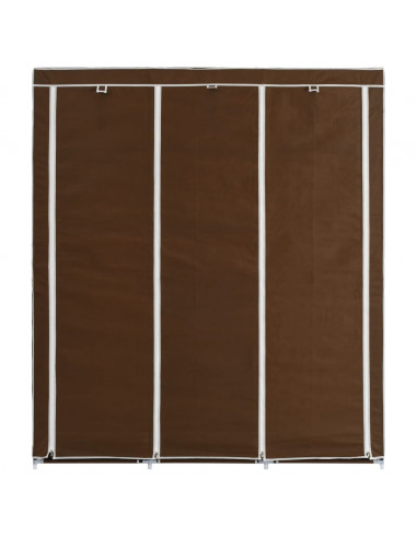 Armadio con Scomparti e Aste Marrone 150x45x175 cm in Tessuto
