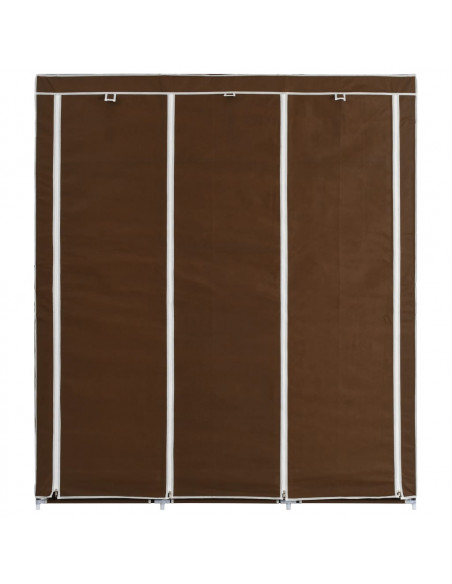Armadio con Scomparti e Aste Marrone 150x45x175 cm in Tessuto