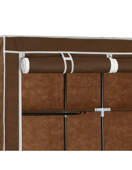 Armadio con Scomparti e Aste Marrone 150x45x175 cm in Tessuto
