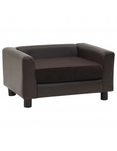 Divano per Cani Marrone 60x43x30 cm in Peluche e Similpelle 2
