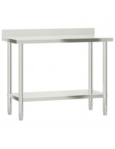 Tavolo Lavoro Cucina con Paraschizzi 110x55x93cm Acciaio Inox 2