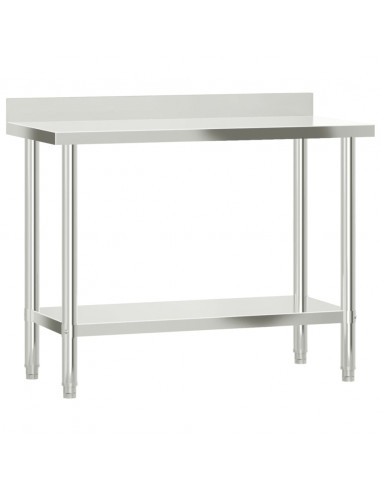 Tavolo Lavoro Cucina con Paraschizzi 110x55x93cm Acciaio Inox