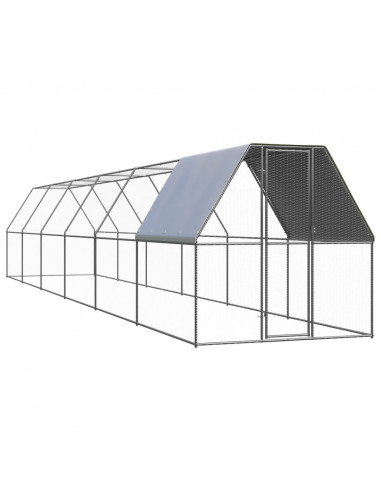 Pollaio da Esterno 2x12x2 m in Acciaio Zincato