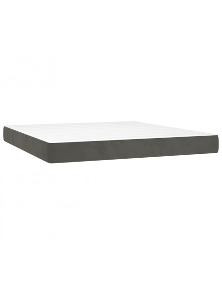 Materasso a Molle Grigio Scuro 160x220x20 cm in Velluto