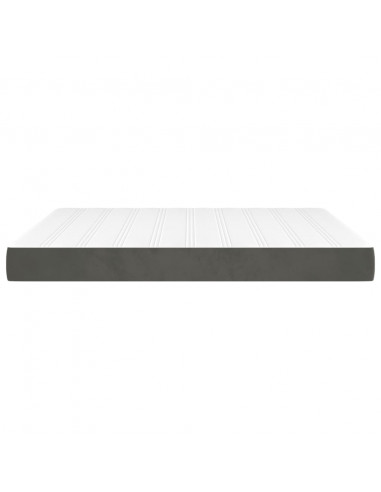 Materasso a Molle Grigio Scuro 160x220x20 cm in Velluto