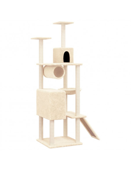 Albero per Gatti con Tiragraffi in Sisal Crema 168 cm