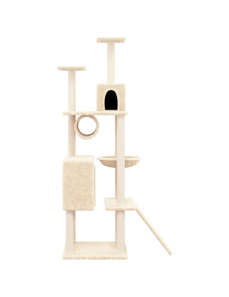 Albero per Gatti con Tiragraffi in Sisal Crema 168 cm
