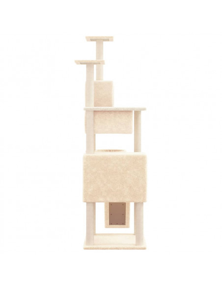 Albero per Gatti con Tiragraffi in Sisal Crema 168 cm
