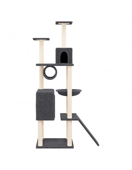 Albero per Gatti con Tiragraffi in Sisal Grigio Scuro 168 cm