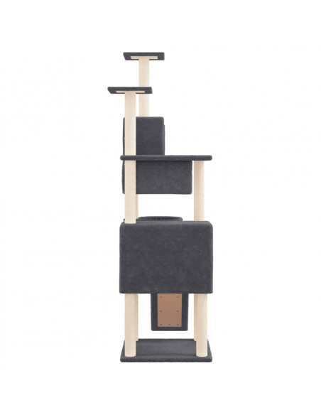 Albero per Gatti con Tiragraffi in Sisal Grigio Scuro 168 cm