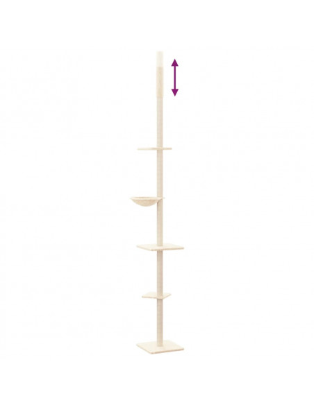 Albero per Gatti da Pavimento a Soffitto Crema 263,5-289,5 cm