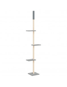 Albero per Gatti Pavimento Soffitto Grigio Chiaro 267,5-297,5cm 2