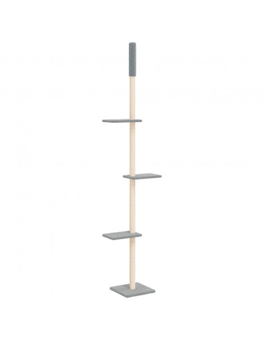 Albero per Gatti Pavimento Soffitto Grigio Chiaro 267,5-297,5cm
