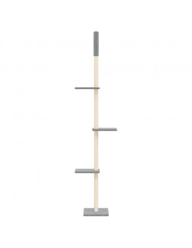 Albero per Gatti Pavimento Soffitto Grigio Chiaro 267,5-297,5cm