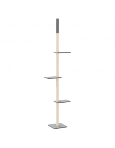 Albero per Gatti Pavimento Soffitto Grigio Chiaro 267,5-297,5cm