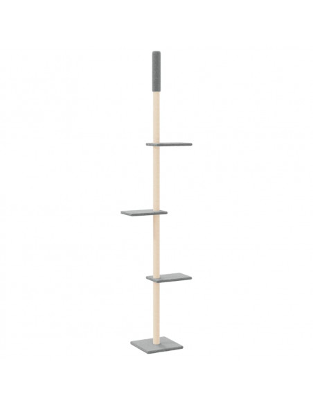 Albero per Gatti Pavimento Soffitto Grigio Chiaro 267,5-297,5cm