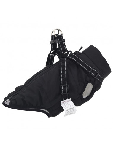 Cappotto Cani con Imbracatura Impermeabile Riflettente Nero S