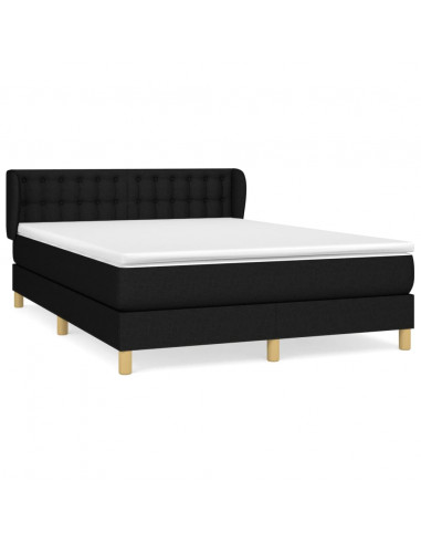 Giroletto a Molle con Materasso Nero 140x200 cm in Tessuto