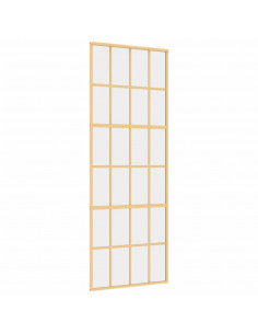 Porta Scorrevole Dorata 76x205 Vetro Trasparente ESG Alluminio 2