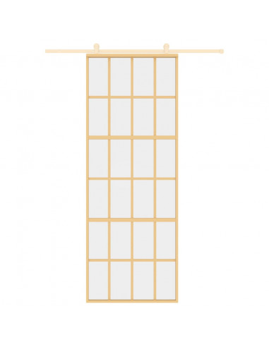 Porta Scorrevole Dorata 76x205 Vetro Trasparente ESG Alluminio
