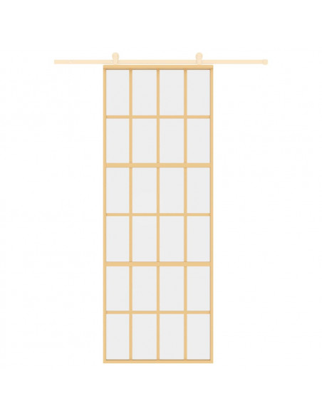 Porta Scorrevole Dorata 76x205 Vetro Trasparente ESG Alluminio