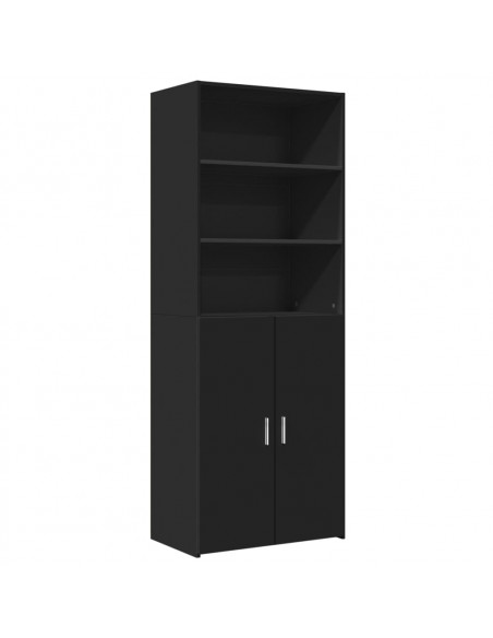 Credenza Nera 70x42,5x185 cm in Legno Multistrato