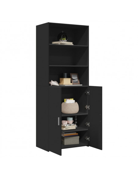 Credenza Nera 70x42,5x185 cm in Legno Multistrato