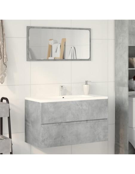 Mobile Pensile da Bagno Grigio Cemento 80x38,5x45 cm Truciolato
