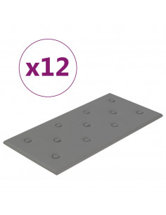 Pannelli Murali 12 pz Grigi 60x30 cm Similpelle 2,16 m² 2