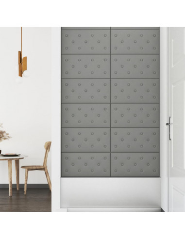 Pannelli Murali 12 pz Grigi 60x30 cm Similpelle 2,16 m²
