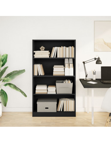 Libreria Nera 80x24x143 cm in Legno Multistrato