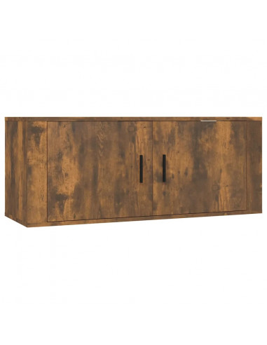 Set di Mobili Porta TV 4 pz Rovere Fumo in Legno Multistrato