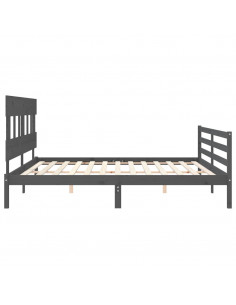 Giroletto con Testiera Grigio 200x200 cm in Legno Massello 2