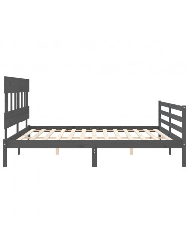 Giroletto con Testiera Grigio 200x200 cm in Legno Massello