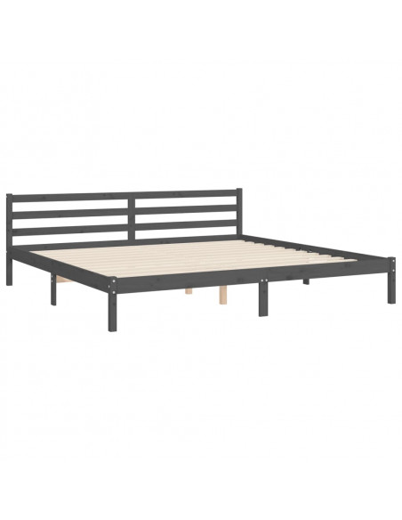 Giroletto con Testiera Grigio 200x200 cm in Legno Massello