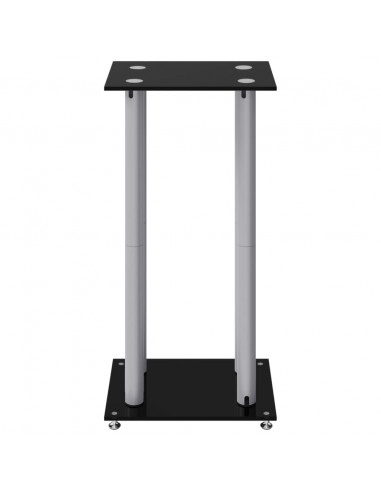 Pedane Casse 2pz Nero Argento Vetro Temperato Design 4 Pilastri