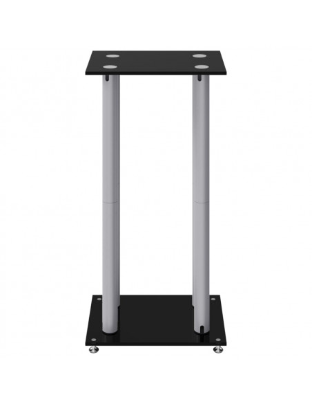 Pedane Casse 2pz Nero Argento Vetro Temperato Design 4 Pilastri