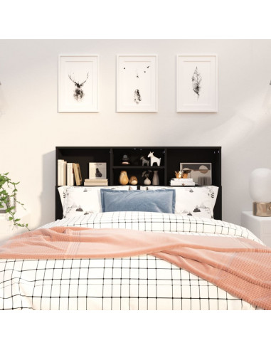 Testiera con Contenitore Nera 120x19x103,5 cm