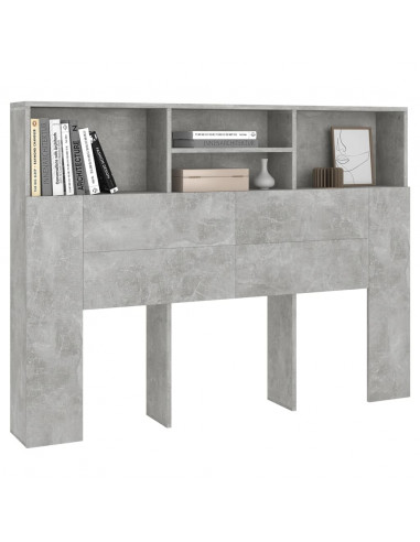 Testiera con Scomparti Grigio Cemento 140x19x103,5 cm